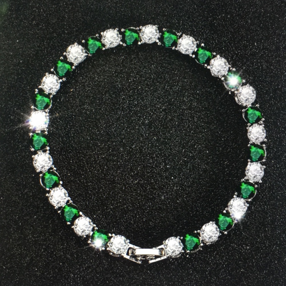 Exquisite Zircon Bracelet green/clear. 7.5 inches